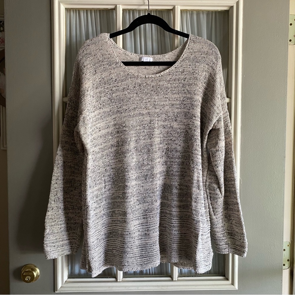 J. Jill Cream and Tan Crew Neck Sweater